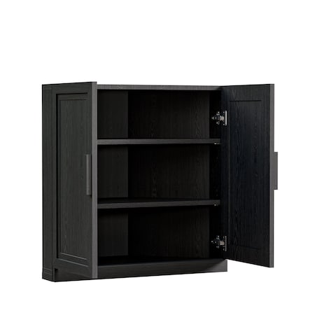 Homeroots Set Of Two Black Wood Corner Accent Cabinet With Two Doors 712114