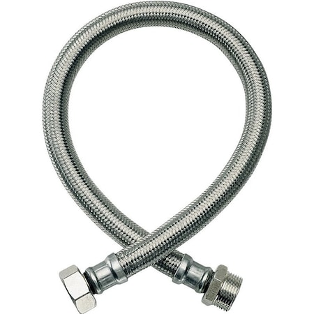 Fluidmaster High-Flexible Water Heater Connector, 3/4 in, MIP x Compression, Stainless Steel, Nickel, 18 in L B2H18