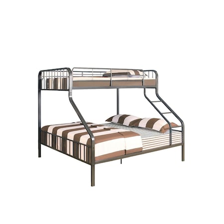 Homeroots Gunmetal Twin Over Queen Bunk Bed 285316