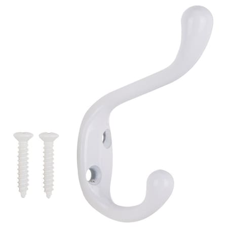 Prosource Coat and Hat Hook, 22 lb, 2-Hook, 1-1/64 in Opening, Zinc H6721007W-PS