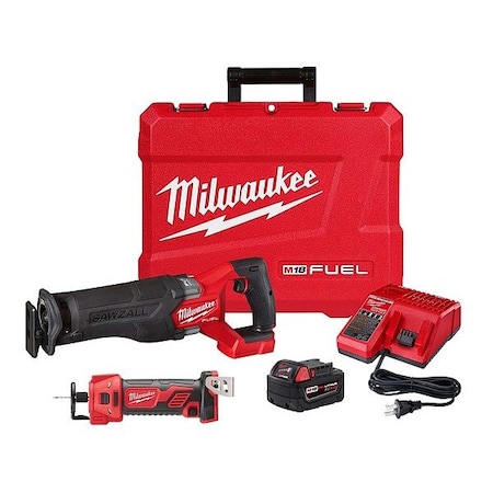 Milwaukee Tool M18 FUEL SAWZALL Recip + M18 CutOut Tool 2821-21, 2627-20