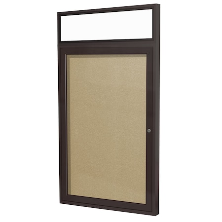 Ghent 1 Door Enclosed Vinyl Bulletin Board, Headliner Frame, Bronze Aluminum, 3'H x 2'W, Caramel PBVX2-181