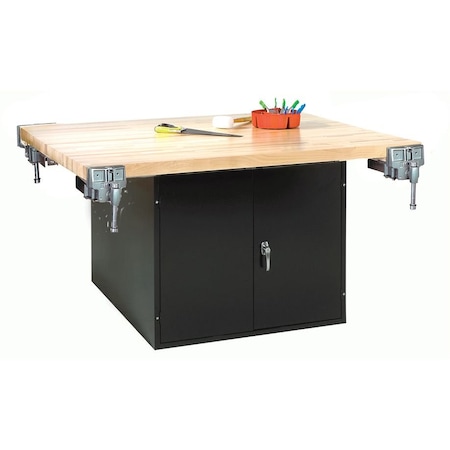 Diversified Spaces Work Bench With Vise, 64" W, 33-1/4" Height WB2BL-4V