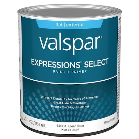 Valspar Expressions Select 4400 Latex Paint, Acrylic Base, Flat, Clear Base, 1 qt 028.0044004.005