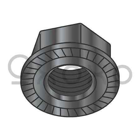 Oxoxo 12-24 Serrated Flange Hex Lock Nuts Case Hardened HR15N 78/90 Black Oxide, 4000PK 358303