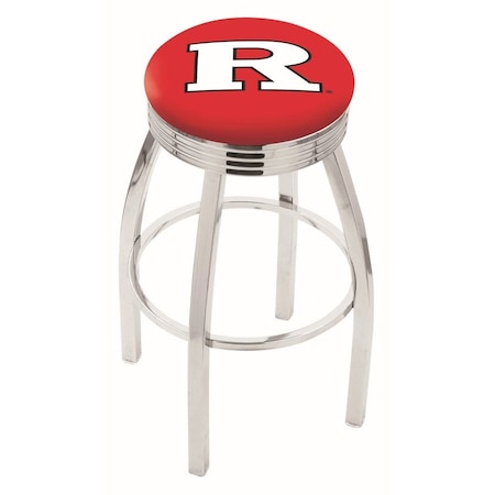 Holland Bar Stool Co 30" Chrome Rutgers Swivel Bar Stool, Accent Ring L8C3C30Rutger
