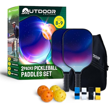 Outdoorcruiser Outdoor Cruiser Pickleball Set, USAPA Approved, Fiberglass Paddles, 2 Rackets, 4 Balls, Carry Bag OCGPKB02