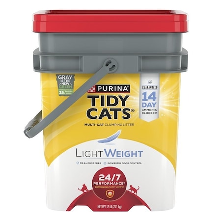 Tidy Cats Lightweight 24/7 Performance Clumping Cat Litter, Clay, 17 lb Pail 15367