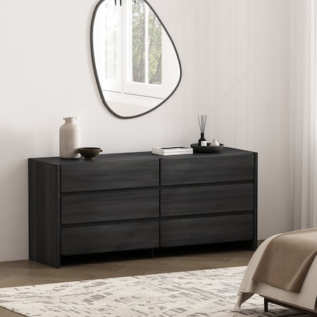 Manhattan Comfort Linda 72in Dresser in Charcoal Gray (6-Drawer) DR011-GY