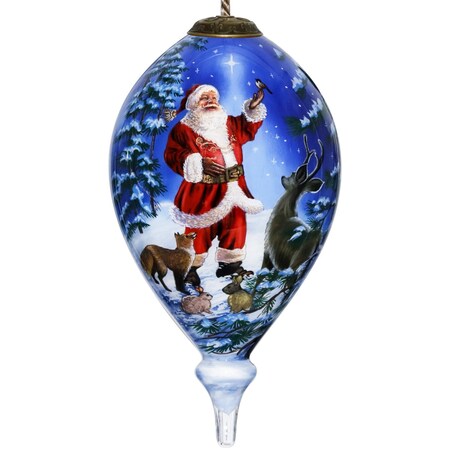 Homeroots Starry Heaven and Santa Hand Painted Mouth Blown Glass Ornament 477512