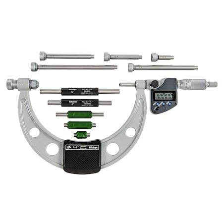 Mitutoyo Digimatic Interchangeable Anvil Micrometer, I/M 0-6 In, .00005 In, O, RS 340-351-32
