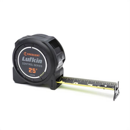 Crescent Lufkin Command Control Black Clad Tape Measure, 25 ft L x 1-3/16 in W Blade, Imperial Measuring System L1025CB