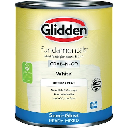 Glidden Fundamentals Grab-N-Go Semi-Gloss Interior Paint Wht 1 Qt. GLFIN60WHT/04
