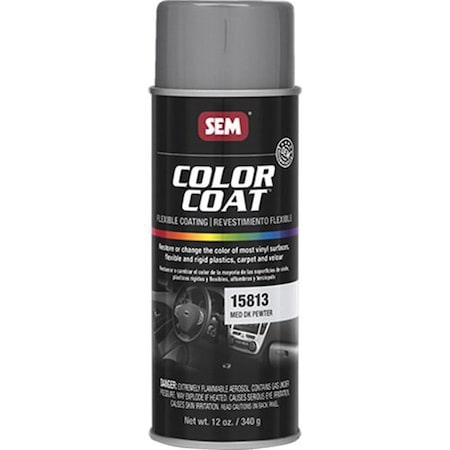 Sem Color Coat Flexible Coating, 16 oz Aerosol Can, Med Dark Pewter, 24 hr Curing, Aerosol 15813