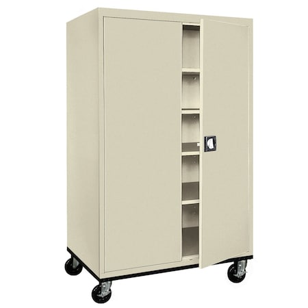 Sandusky Lee Solid Door Storage Cabinet, 46 in W, 78 in H, 24 in D, Putty TA4R462472-07