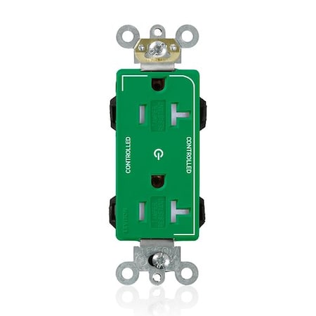 Leviton PlugsandReceptacles, 20A, 125VAC, Grn, Nylon MT163-2GN