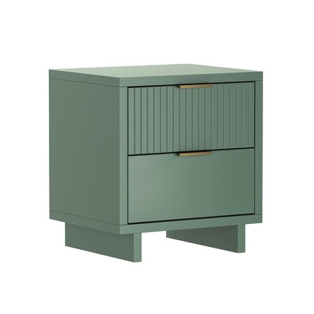 Manhattan Comfort Elara 18 in Solid Wood Nightstand in Sage Green (2-Drawer) NS1780-3