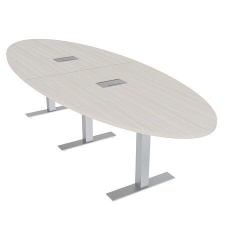 Skutchi Designs 12ft Conference Table With Power Unit | 10 Person Modular Oval Meeting Table | Harmony Series HAR-OVL-48X144-T-K458-ESIL