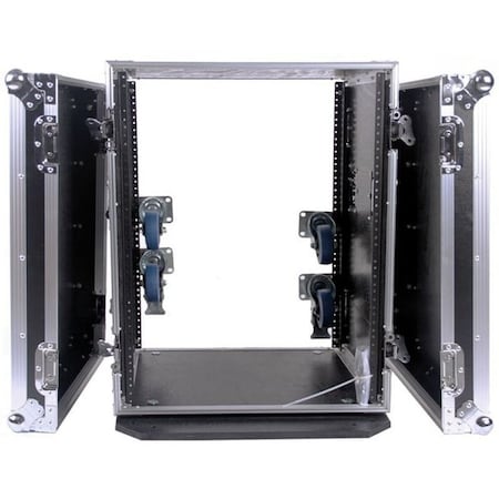 Deejay Led Fly or Drive DJ Equipment Rack with 14u-Space Height and Heavy Duty Castor Wheels TBH14UADW