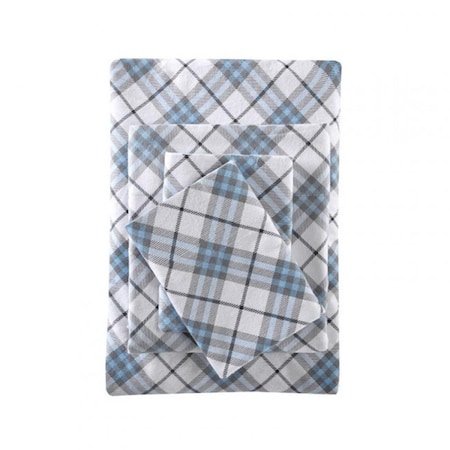 True North By Sleep Philosophy Cozy Flannel Sheet Set, Blue Plaid - Cal King TN20-0085