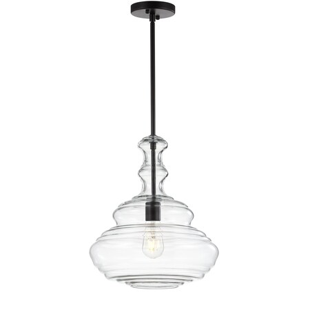 Jonathan Y Bettina 13.37" Glass/Metal LED Pendant, Oil Rubbed Bronze/Clear JYL6402B
