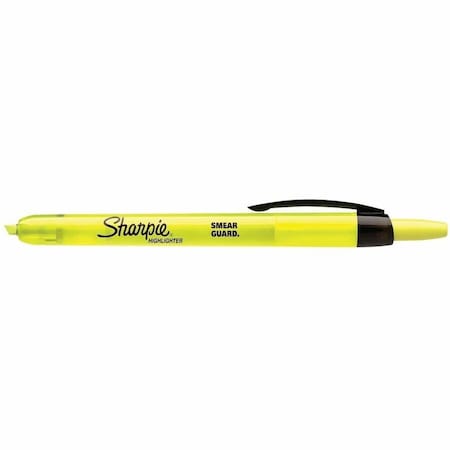 Sharpie Retractable Highlighter, Micro Chisel Tip Fluorescent Yellow PK12 28025