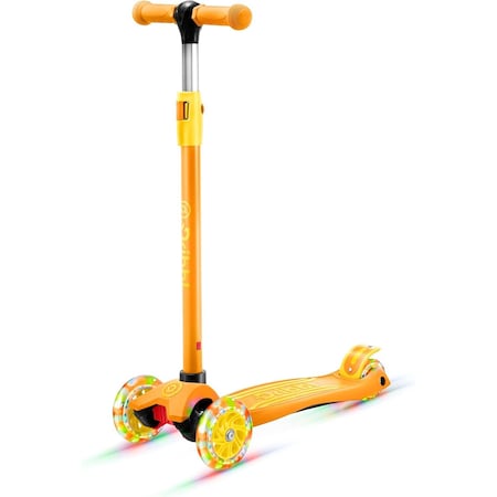Dribbl 3-Wheel Kids Scooter, Lean-to-Steer, Adjustable Handlebar, Anti-Slip Deck, Orange DBKS12