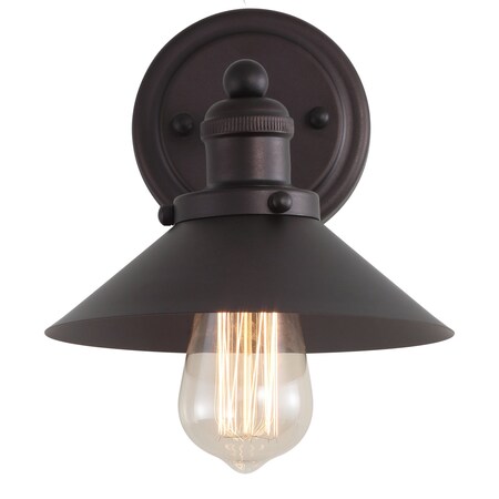 Jonathan Y July 7.88" 1-Light Industrial Farmhouse Metal Vanity Light, Oil Rubbed Bronze JYL7426A