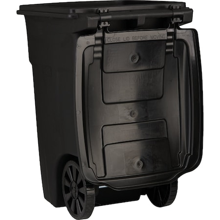 Toter 48 Gal. Black Outdoor Trash Can With Attached Lid & Wheels 79248-R2200