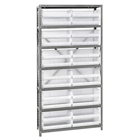 Quantum Storage Systems 7 SHELF UNIT W/24 BINS CLEAR QSBU-245CL