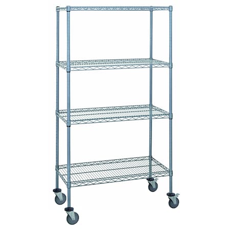 Quantum Storage Systems 4-TIER MOB CART GRAY EPOXY W/ INLAY & LH 24x60x80in M2460GY47-LH57C