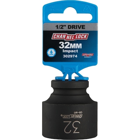 Channellock 1/2'' Drive 32 mm 6-Point Shallow Metric Impact Socket 302974