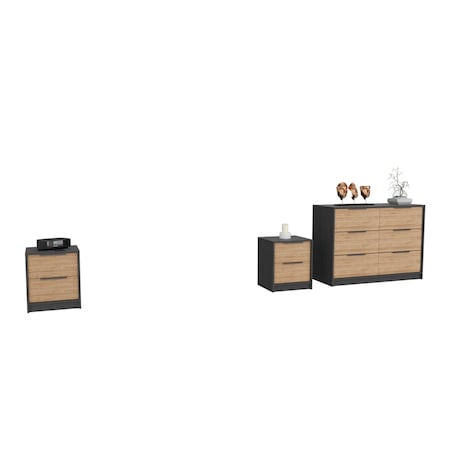 Homeroots Three Piece Brown and Black Bedroom Set 530258