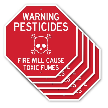 Signmission Warning Pesticides Fire Will Cause, 10 inch X 10 inch, Aluminum Metal Signs, 5PK OC-A-5Pack-10-340