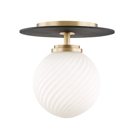 Mitzi Ellis 1 Light Semi Flush 7 In. Aged Brass/Black H200501S-AGB/BK