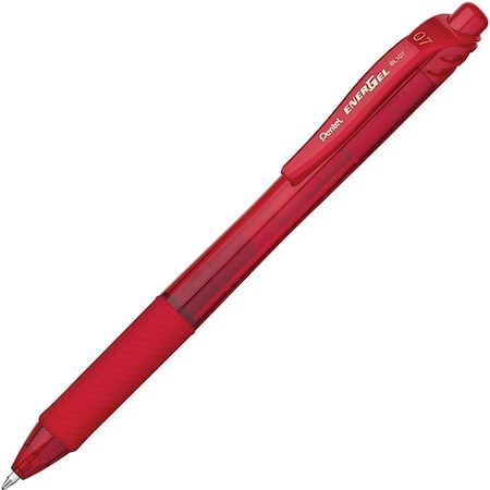 Pentel Retractable Roller Ball Pen, Medium 0.7 mm, Red PK12 PENBL107B