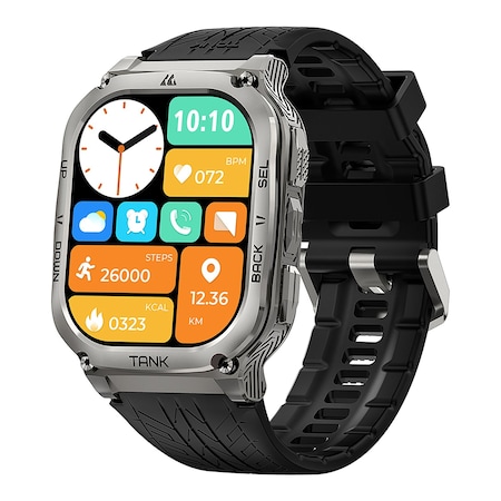 Kospet TANK M3 1.96-In.-AMOLED Smartwatch with Silicone Band Silver P-M004-S