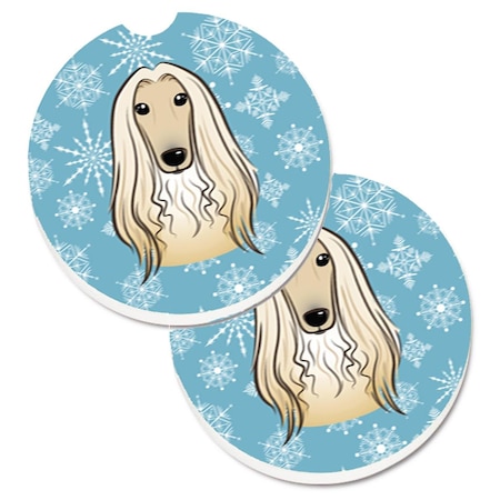 Carolines Treasures Snowflake Afghan Hound Set of 2 Cup Holder Car Coaster BB1678CARC