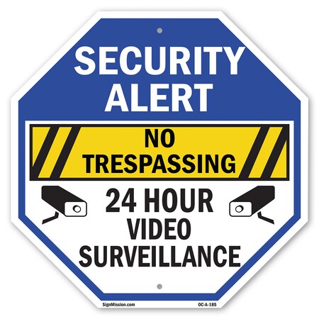 Signmission Security Alert No Trespassing 24 Ho, 6 Inch X 6 Inch, Plastic Sign OC-P-6-185