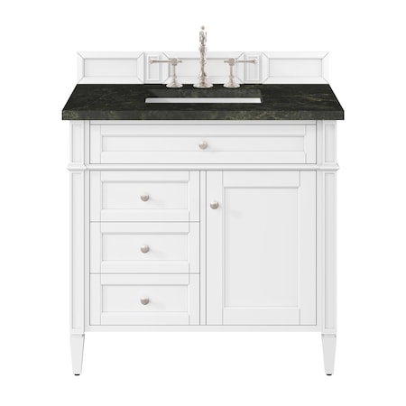 James Martin Vanities Brittany 36" Single Vanity in Bright White, w/ 3 CM Phantome Eclos Top 655-V36-BW-3PHT