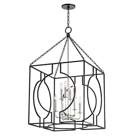 Hudson Valley Lighting Octavio 8 Light Lantern 24 In. Aged Iron/Polished Nickel Combo 9224-AIPN