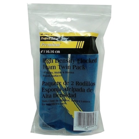 Linzer Paint Roller Cover, 1/8 in Thick Nap, 4 in L, High-Density Flocked Foam Cover MR400-2