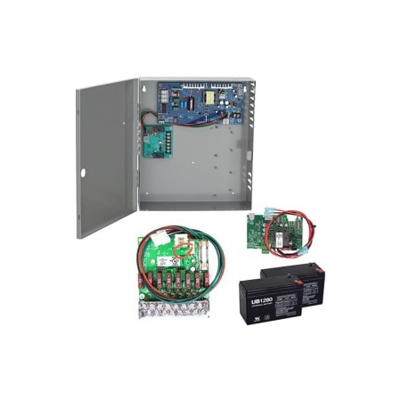 Von Duprin 2A Power Supply, Fused 8 Zone Option Board, Battery Backup with 2EA 7A Hour Batteries, 12/24VDC PS902-8F-BBK