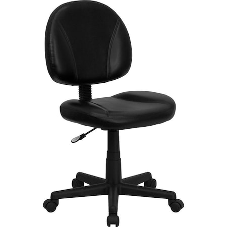 Flash Furniture Leather Task Chair, 17-1/2" to 22-1/2", Loop Arms, Black BT-688-BK-GG