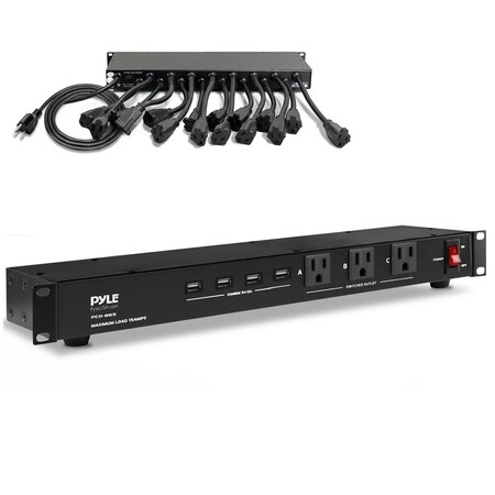 Pyle 19 Outlet 1U 19 in Rackmount PDU Power Distribution Supply Center Conditioner Strip Unit Surge PCO865