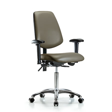 Blue Ridge Ergonomics Vinyl Chair, Vinyl, Adjustable Arms BR-VMBCH-MB-CR-T1-A1-NF-CC-8809