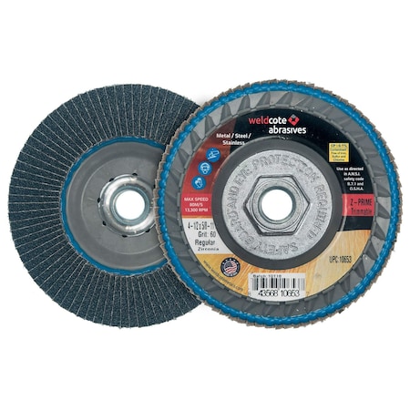 Z-Prime Zirconia Premium Trimmable Flap Discs, 5in x 7/8, Grit 120, 10PK 11658