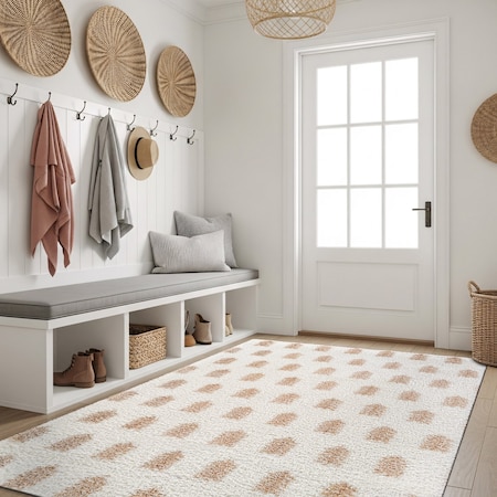 World Rug Gallery Scandinavian Arrow Shag Area Rug 4 ft x 6 ft Beige WR126BEIGE4X6