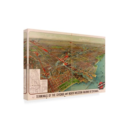 Trademark Fine Art Outdoor Canvas Art - Marcus Jules 'Chicago Map' Wall Art for Patios, or Gardens GRL00780-OC1624WR