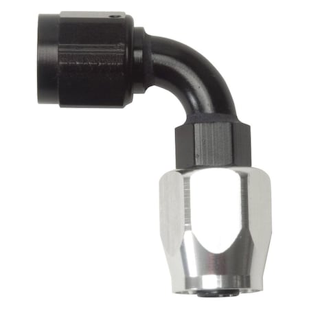 Hard Top 6 AN 90 deg Full Flow Hose End - Black & Silver HA3877690